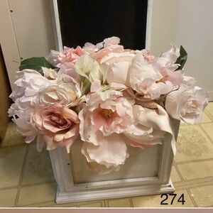 Elegant Shabby Chic and Pink and White picture box Floral Arrangement